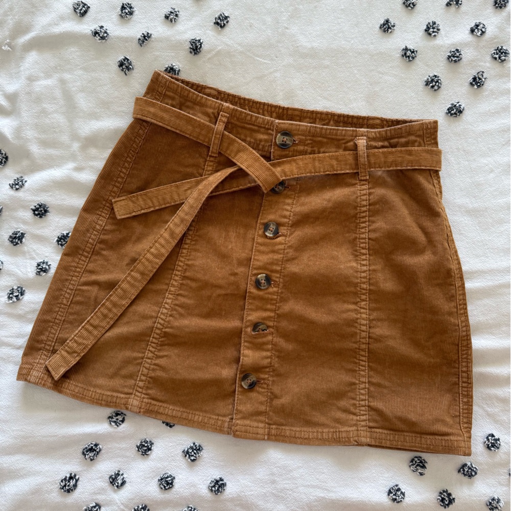 American Eagle Brown Corduroy Button-Front Women's Skirt